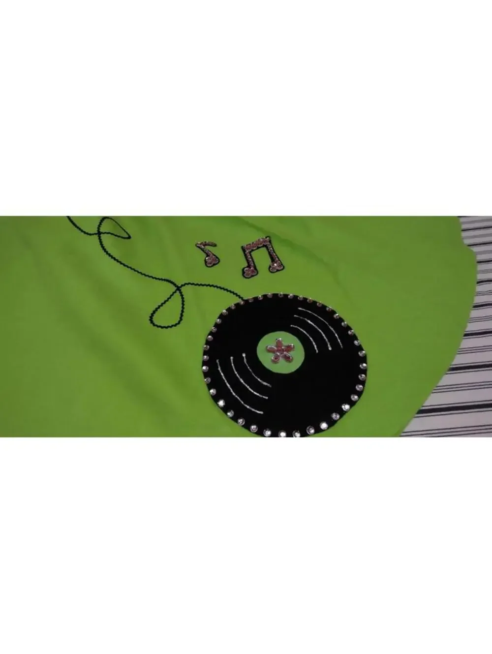 Rockabilly Cosplay Green Neon Full Circle SKirt Size 25 in xs Bejeweled RECORD